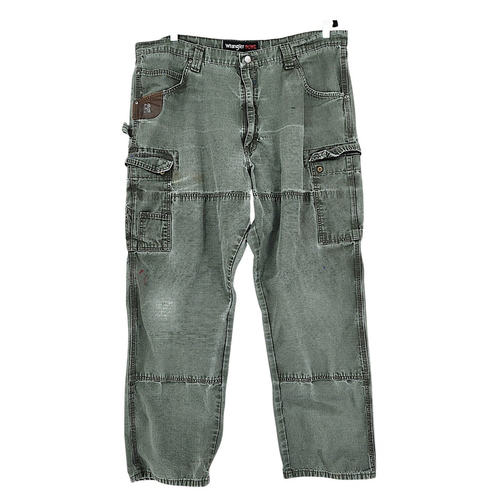 Wrangler RIGGS Cargo Pants 40x32/30 Men Gray Ripstop Streetwear Grunge Workwear